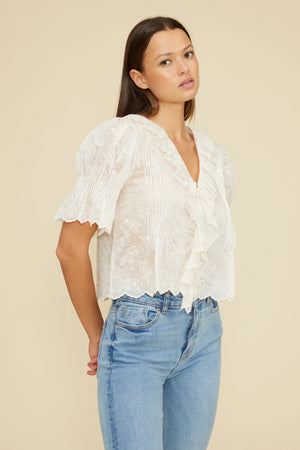 Celeste Ruffle Top - White