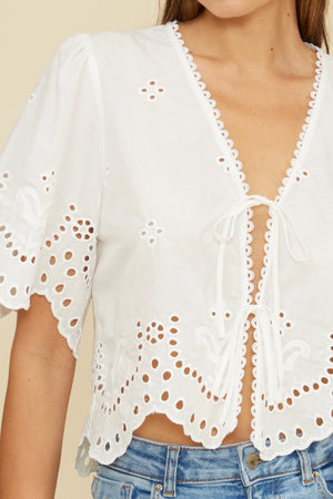 Loray Eyelet Top - White