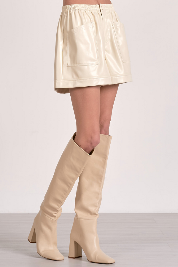 Easy Breezy Leather Shorts  - White
