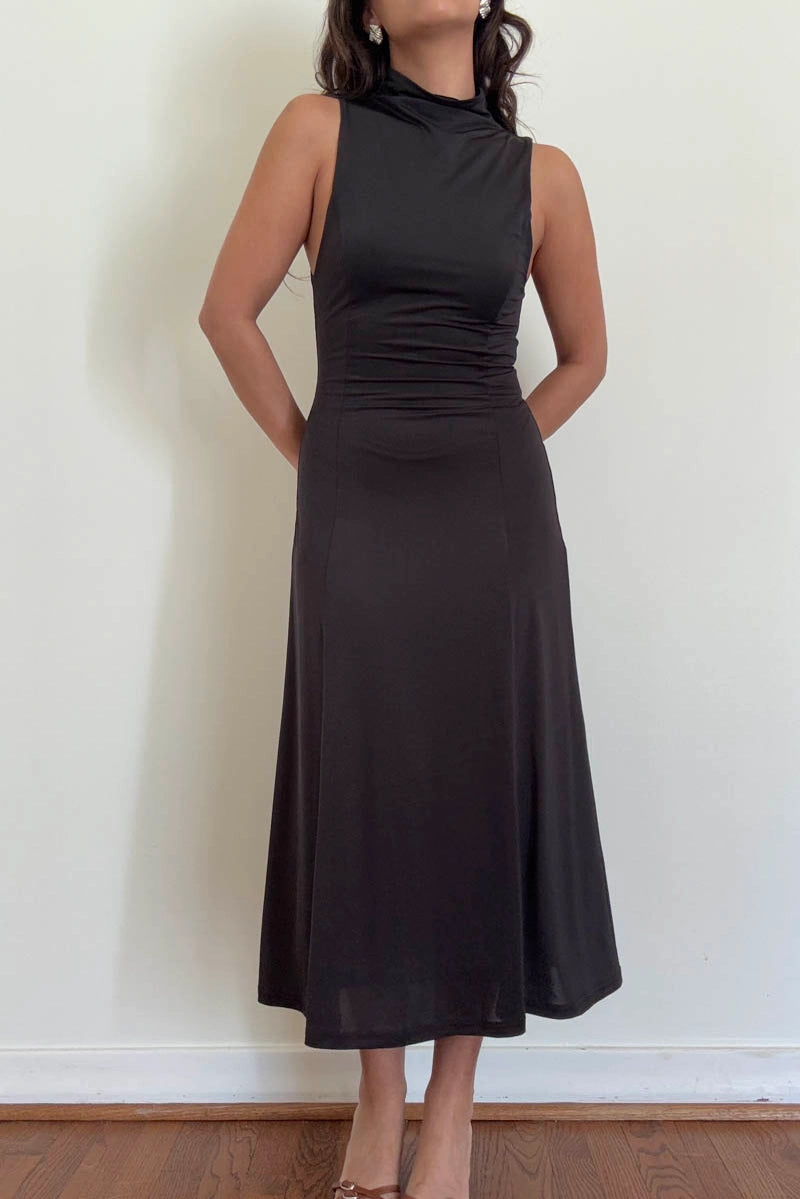 Nina Swing Midi Dress - Black