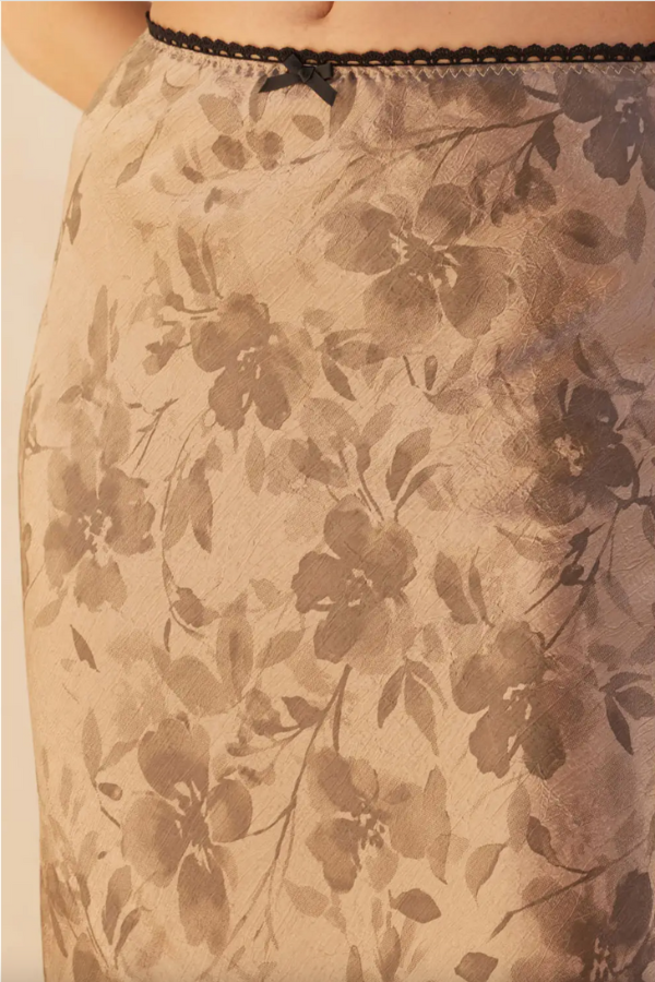 Floral Print Satin Maxi Skirt