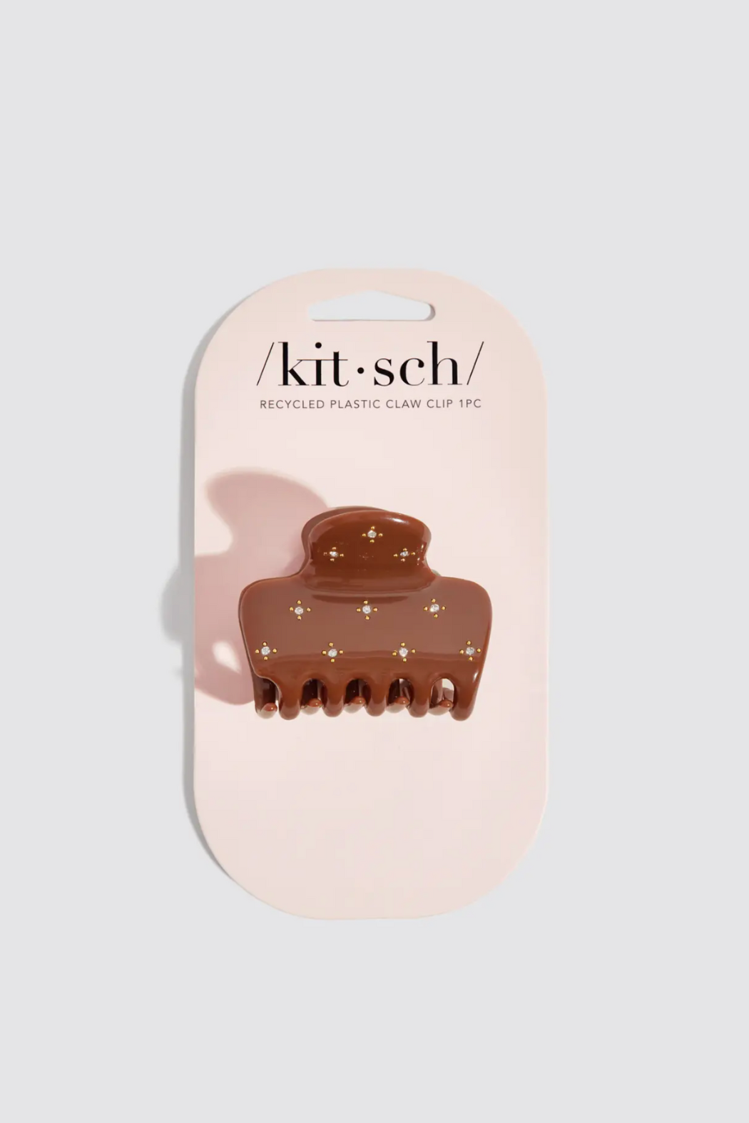 KITSCH Rhinestone Medium Puffy Claw Clip - Brown