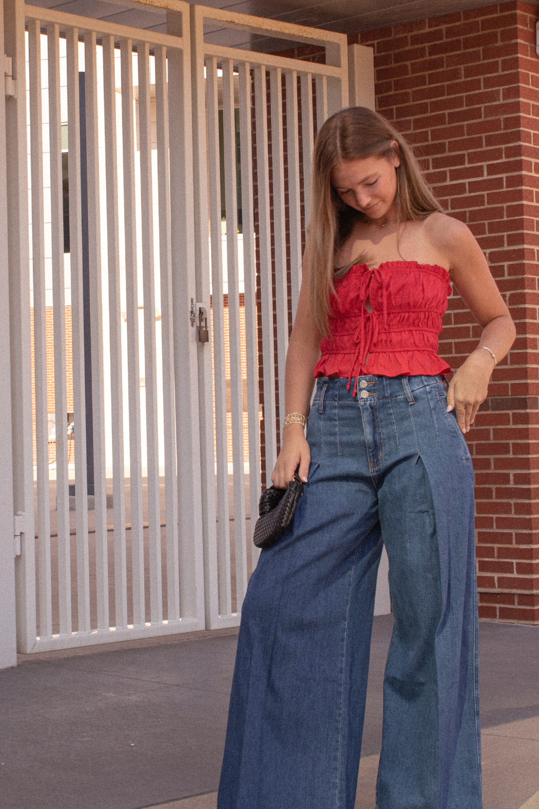Aurora Ruffle Crop Top - Red