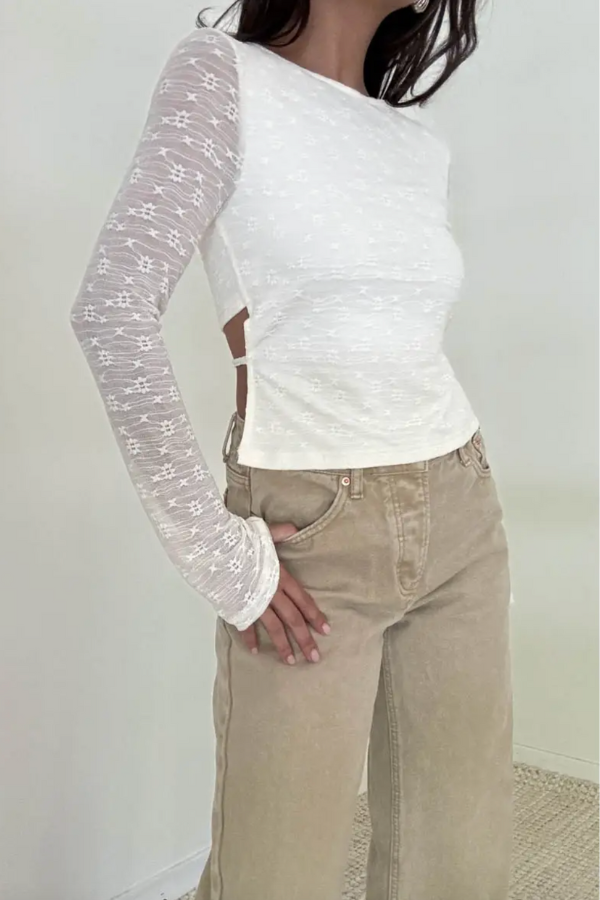 Tie Back Flared Sleeve Top