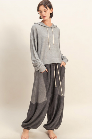 Cozy Contrast Sweatpants - Charcoal