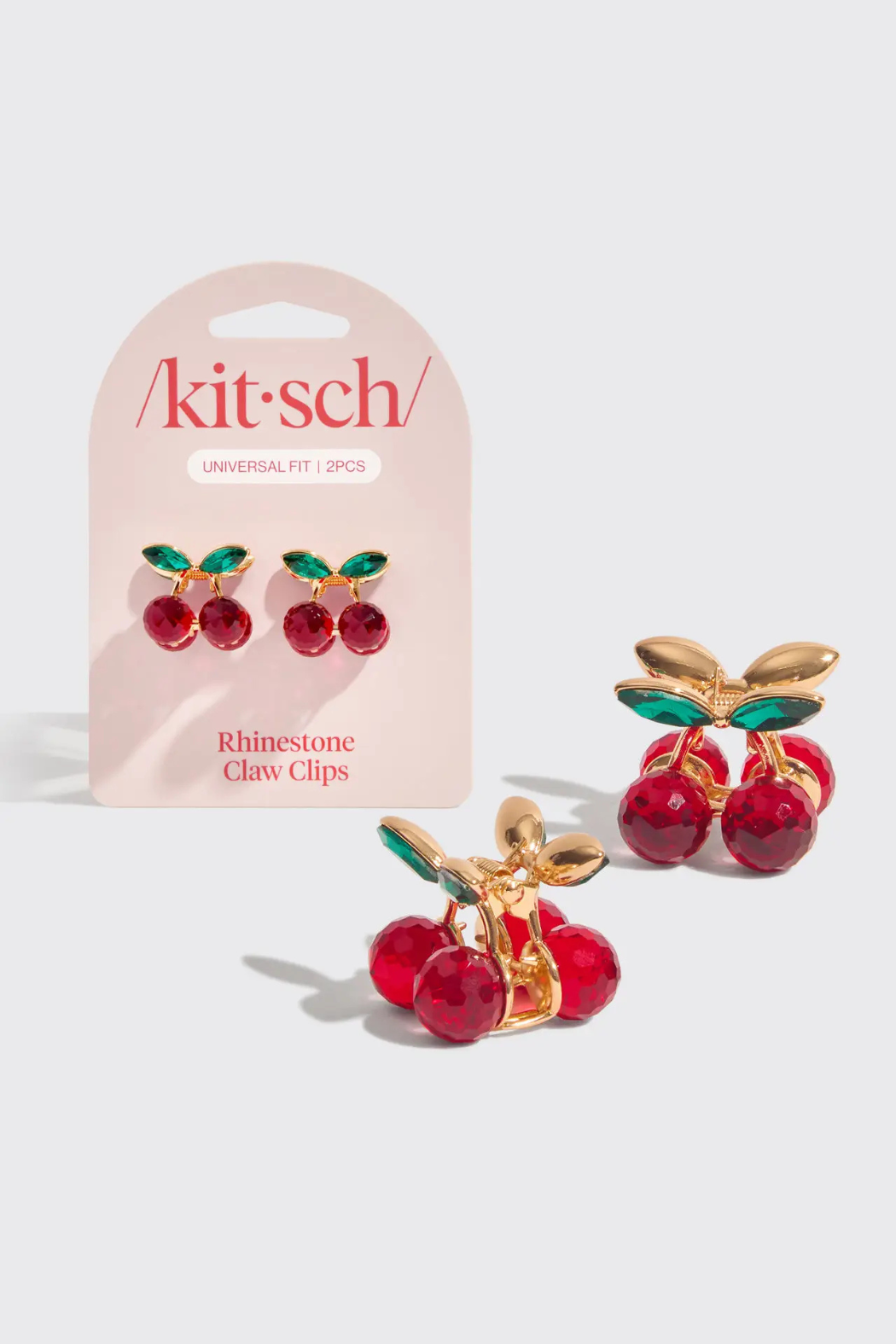 KITSCH Mini Rhinestone Cherry Clips Set