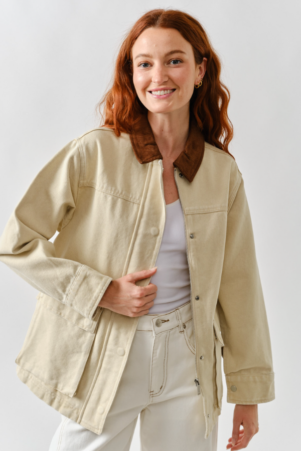 Vintage Washed Barn Jacket - Taupe