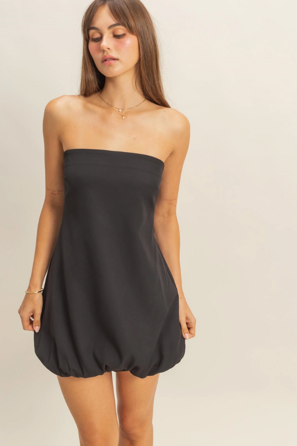 Strapless Mini Balloon Dress - Black