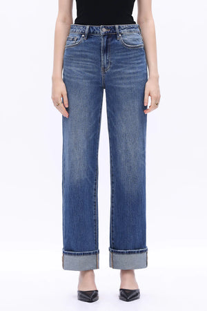 High Rise Straight Leg Jeans - Retro Dark Blue