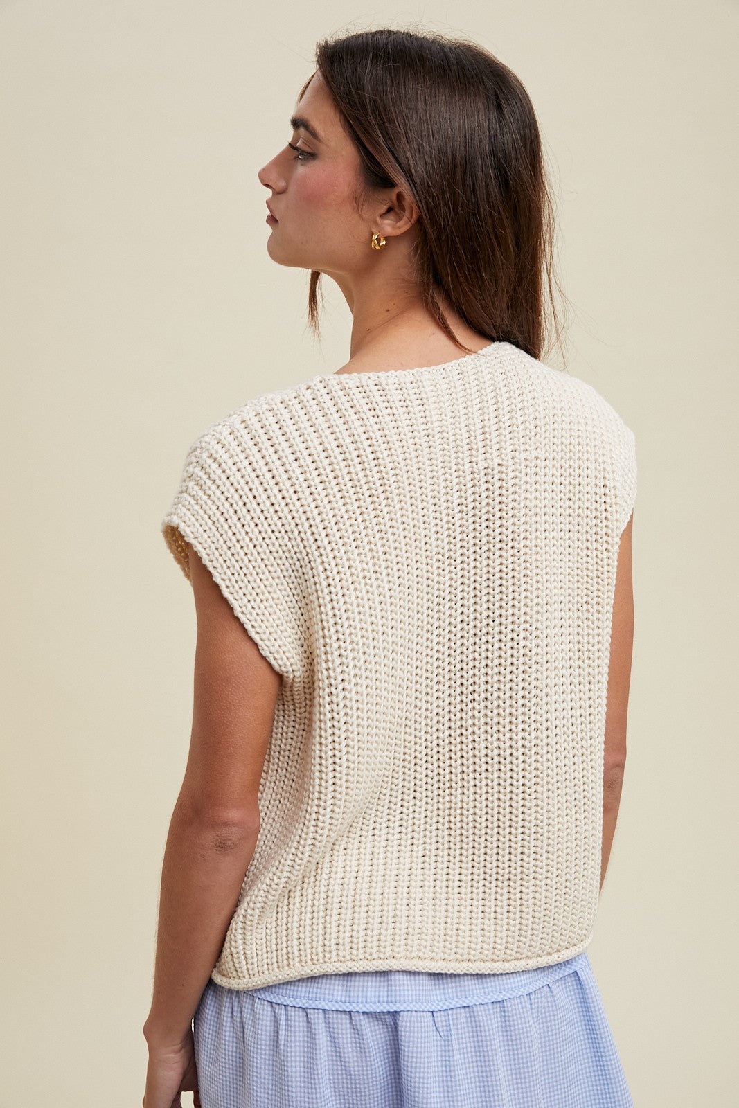 Button Up Sweater Vest - Cream