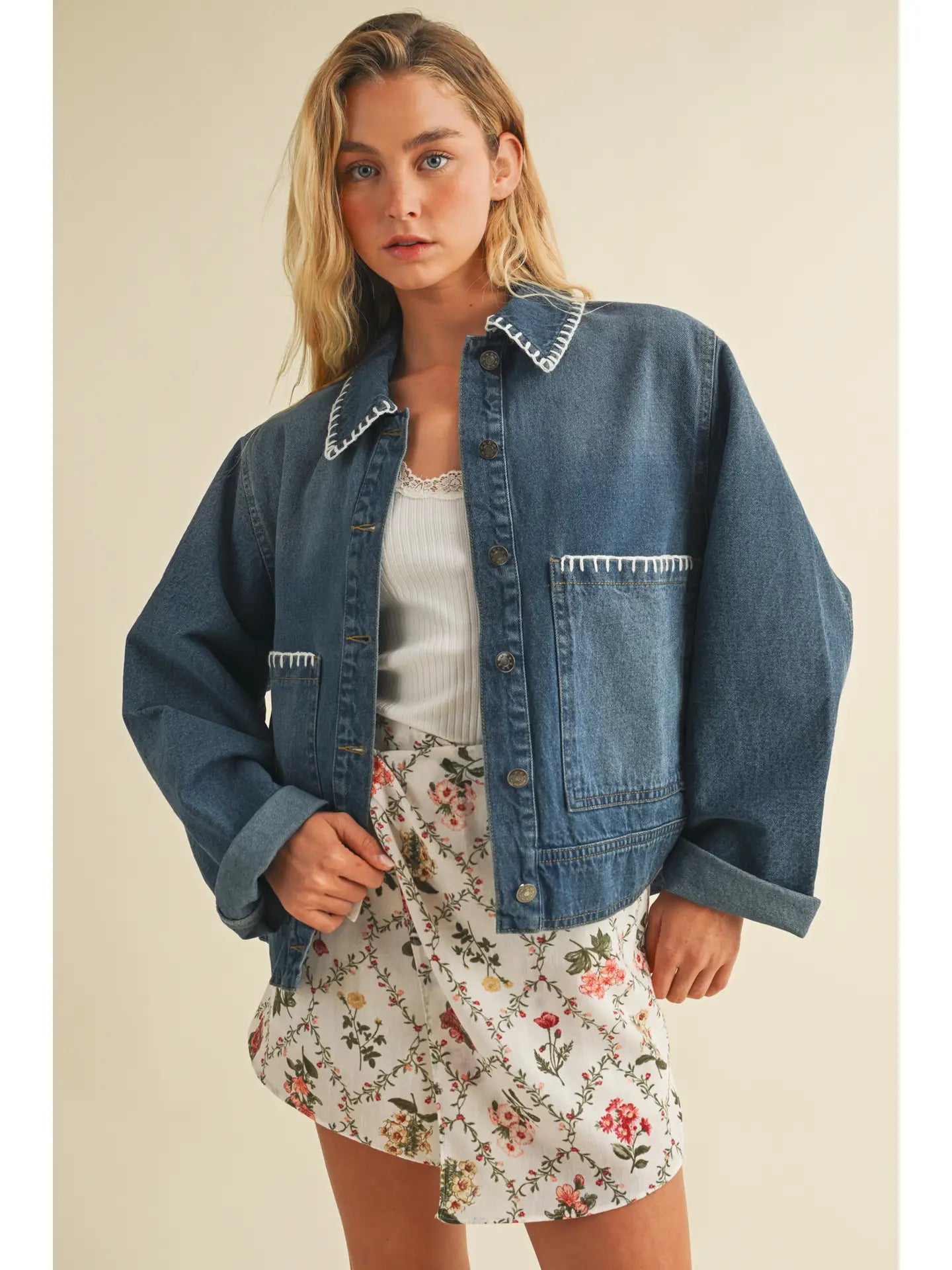 Blanket Stitch Denim Jacket