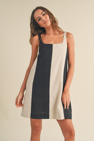 Color Block Linen Mini Dress