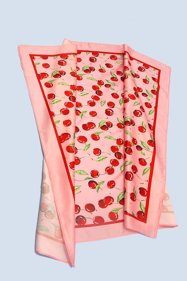 Cherry Print Silky Scarf