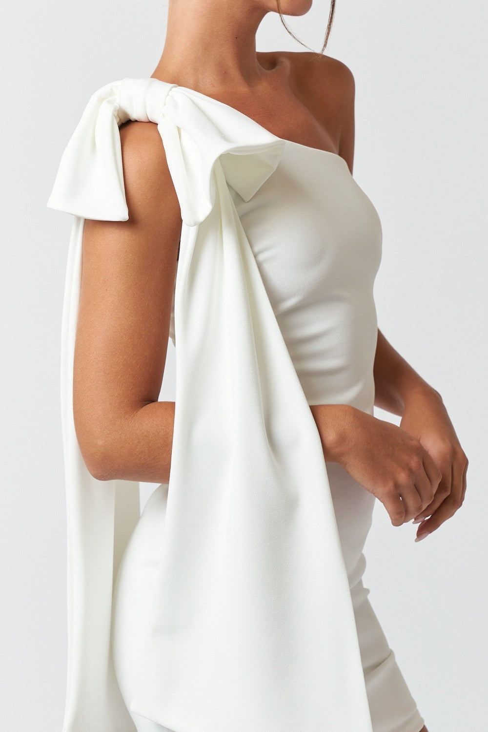 Camille Bow Mini Dress - White