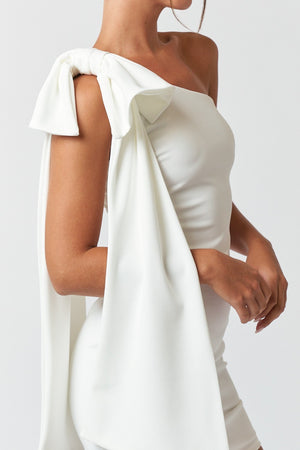 Camille Bow Mini Dress - White
