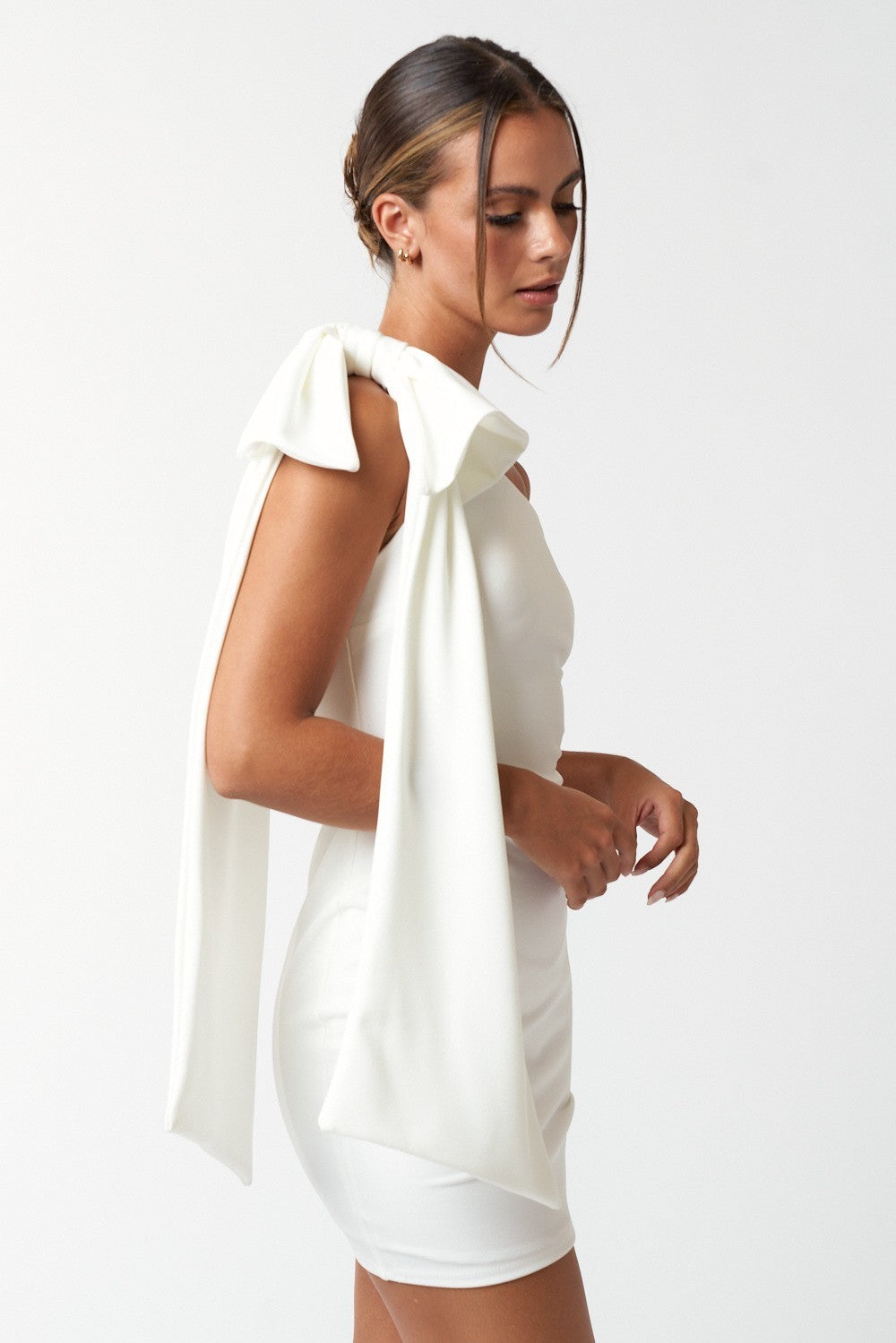 Camille Bow Mini Dress - White