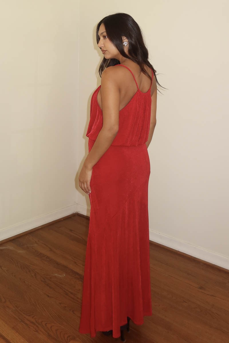 Slinky Knit Maxi Dress - Red