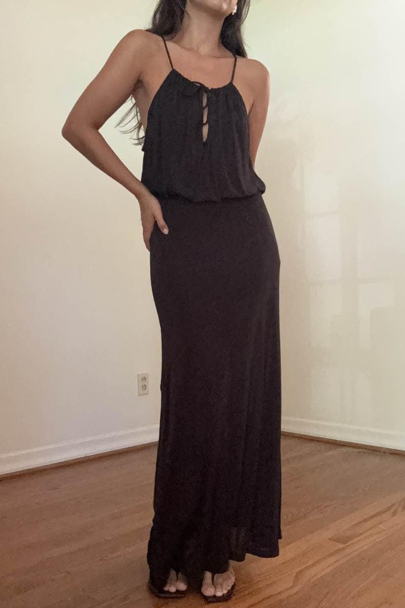 Slinky Knit Maxi Dress - Black