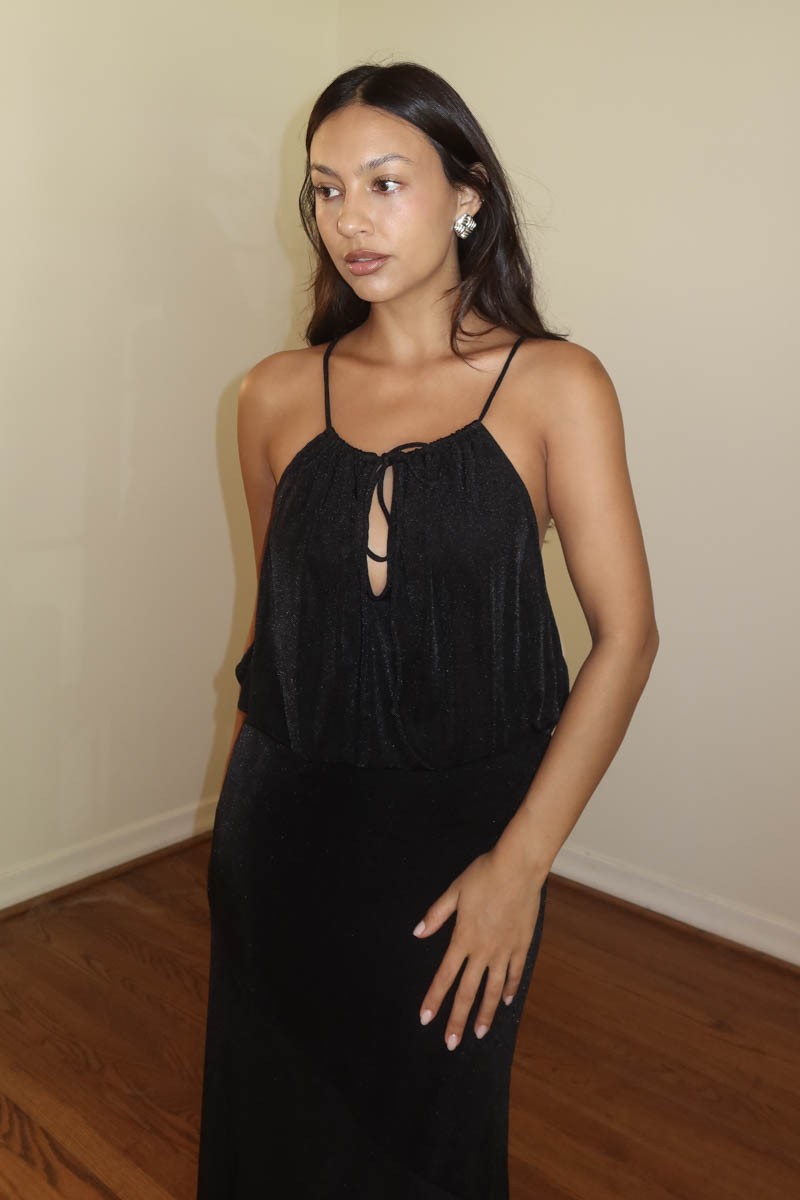 Slinky Knit Maxi Dress - Black