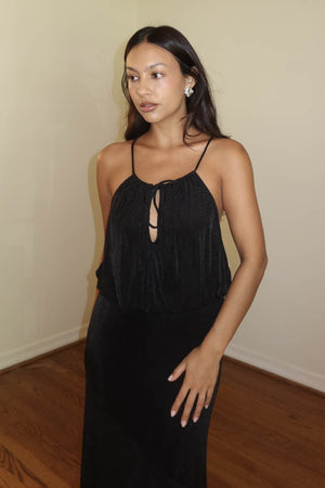 Slinky Knit Maxi Dress - Black