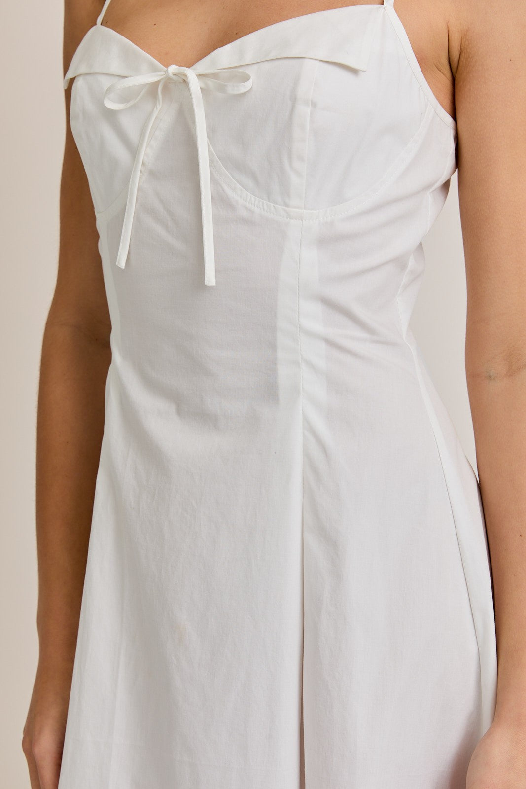 Bustier Pleated Midi Dress - White