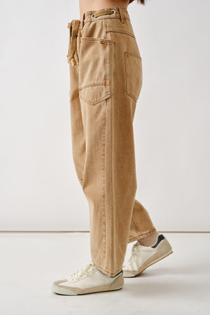 Barrel Denim Pants - Rust