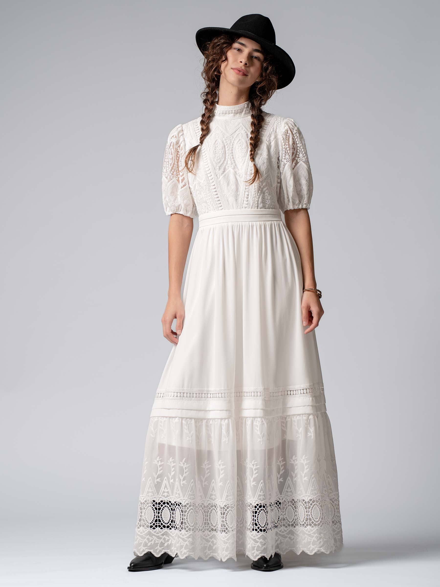 Summer Lace Maxi Dress - White
