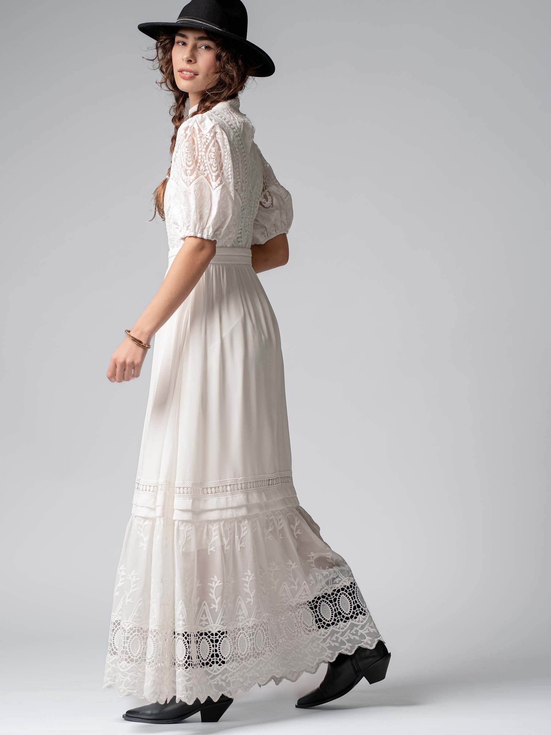 Summer Lace Maxi Dress - White