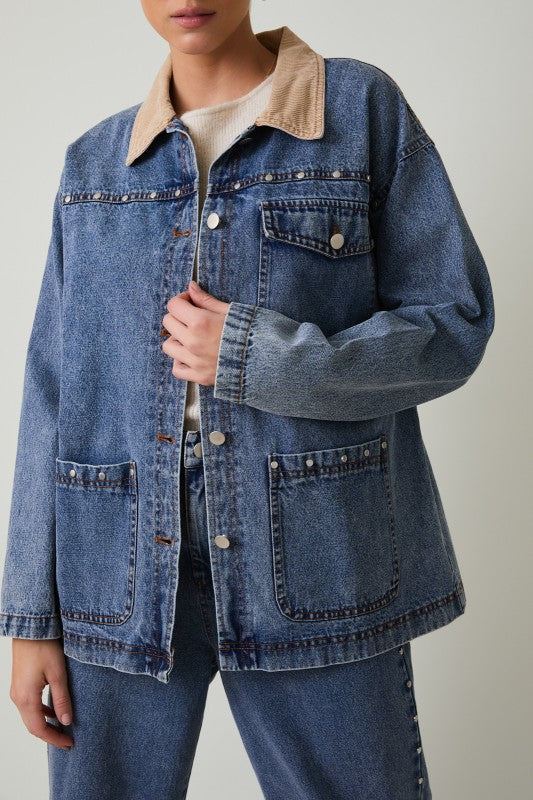 Denim Stud Barn Jacket