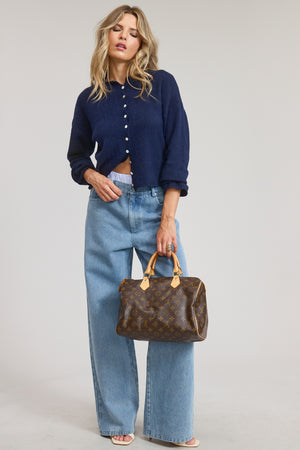 Elise Button Down Cardigan - Navy