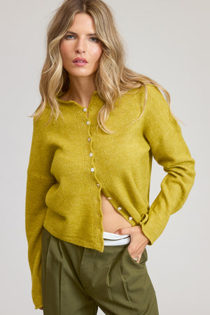 Elise Button Down Cardigan - Dijon