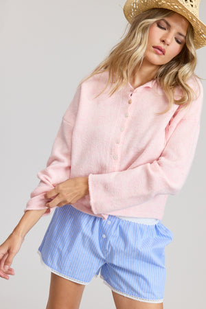 Elise Button Down Cardigan - Sherbet