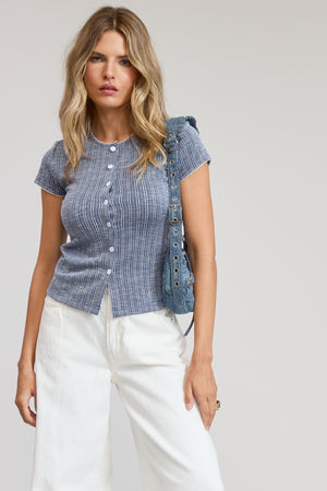 Stay With Me Ribbed Top - Navy