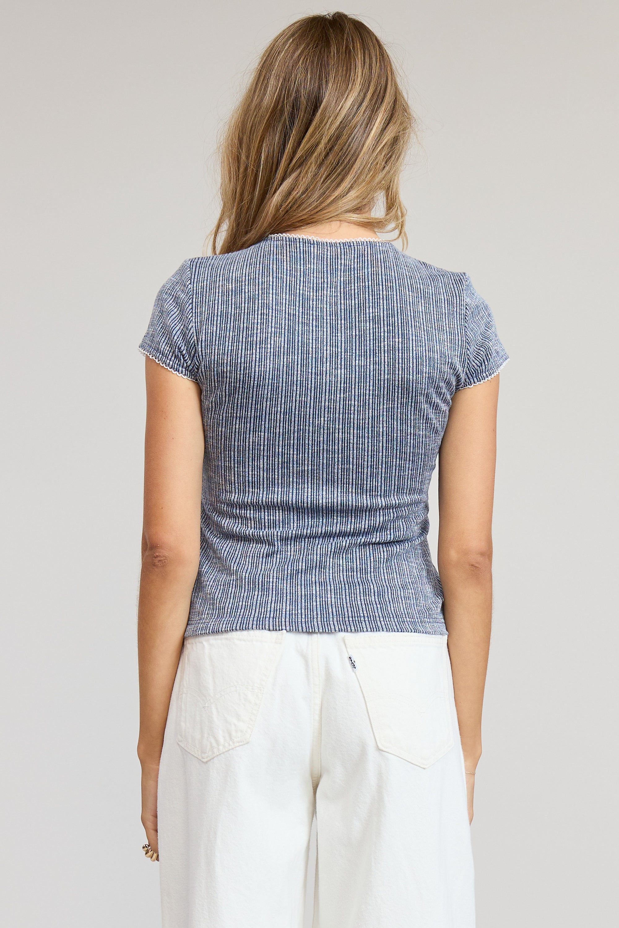 Stay With Me Ribbed Top - Navy