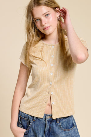 Stay With Me Ribbed Top - Sand