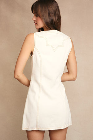 Gameday Denim Mini Dress - White