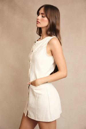 Gameday Denim Mini Dress - White