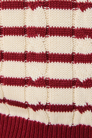 Striped Cable Knit Cardigan