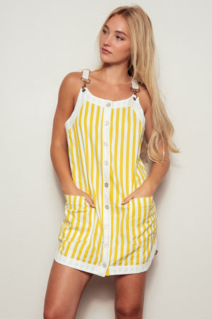 Sunshine Stripe Overall Dress - Yellow