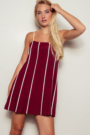 Gameday Striped Mini Dress - Burgundy