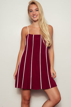 Gameday Striped Mini Dress - Burgundy