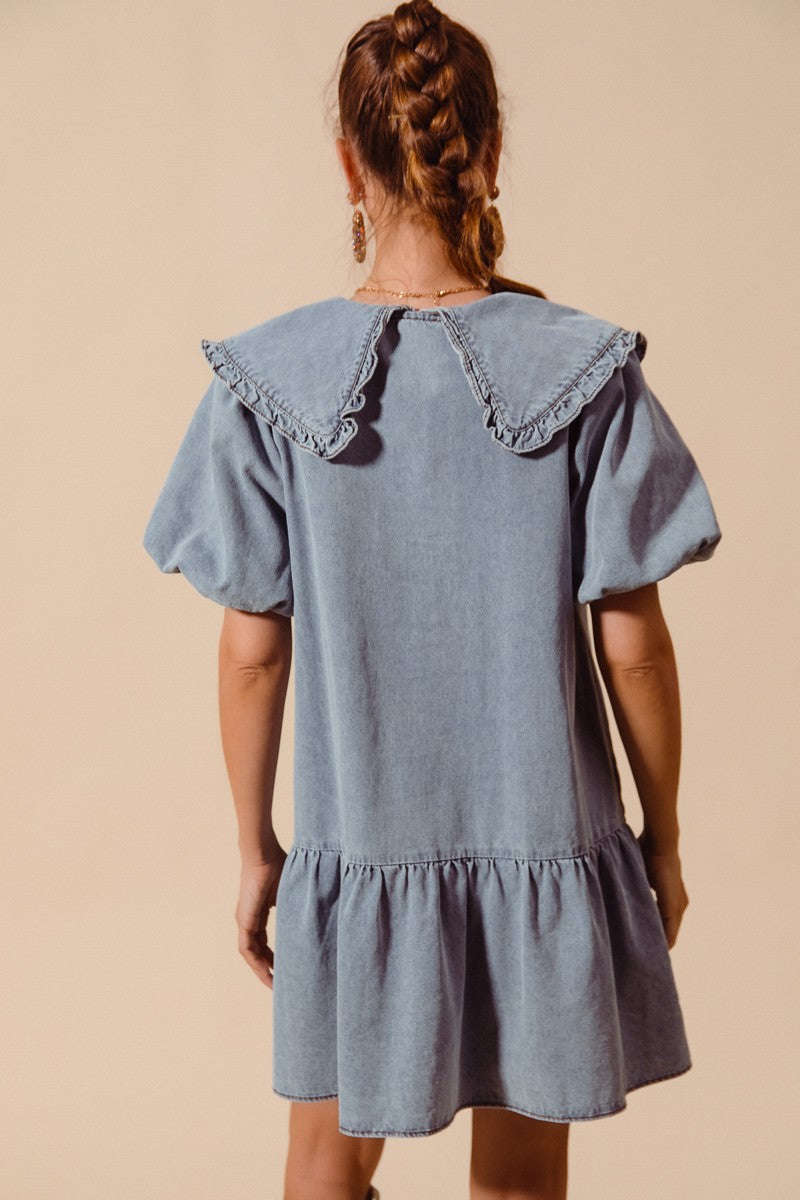 Denim Bubble Mini Dress