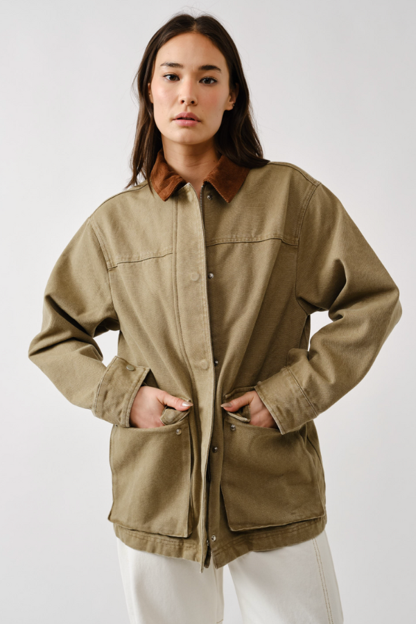 Vintage Washed Barn Jacket - Olive