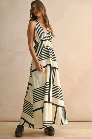 Geo Print Halter Maxi Dress