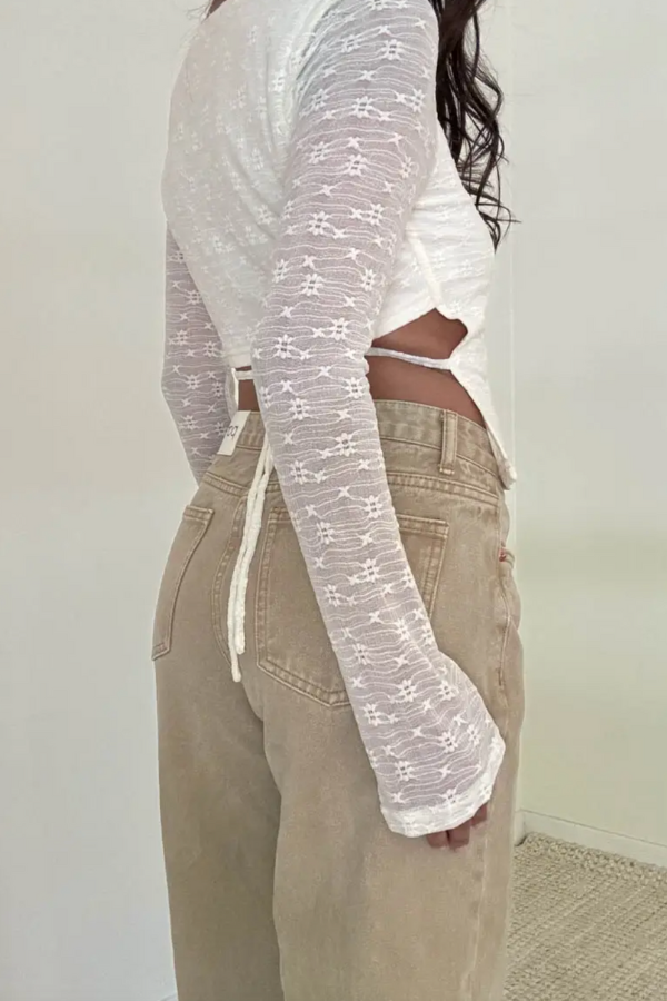 Tie Back Flared Sleeve Top