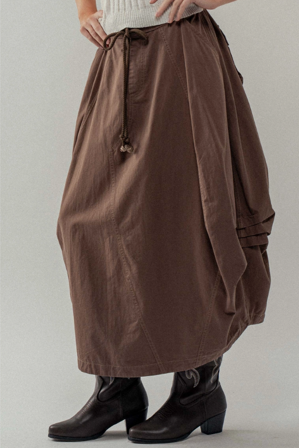 Boho Barrel Maxi Skirt - Brown