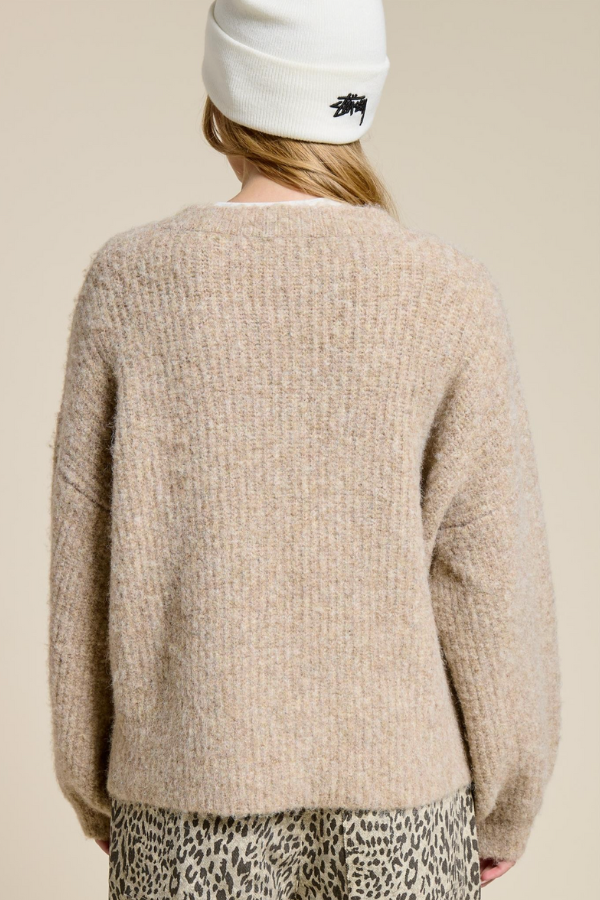 Balloon Sleeve Knit Cardigan - Mocha