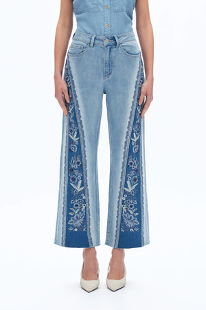 Ultra High Rise Embroidered Wide Leg Jeans