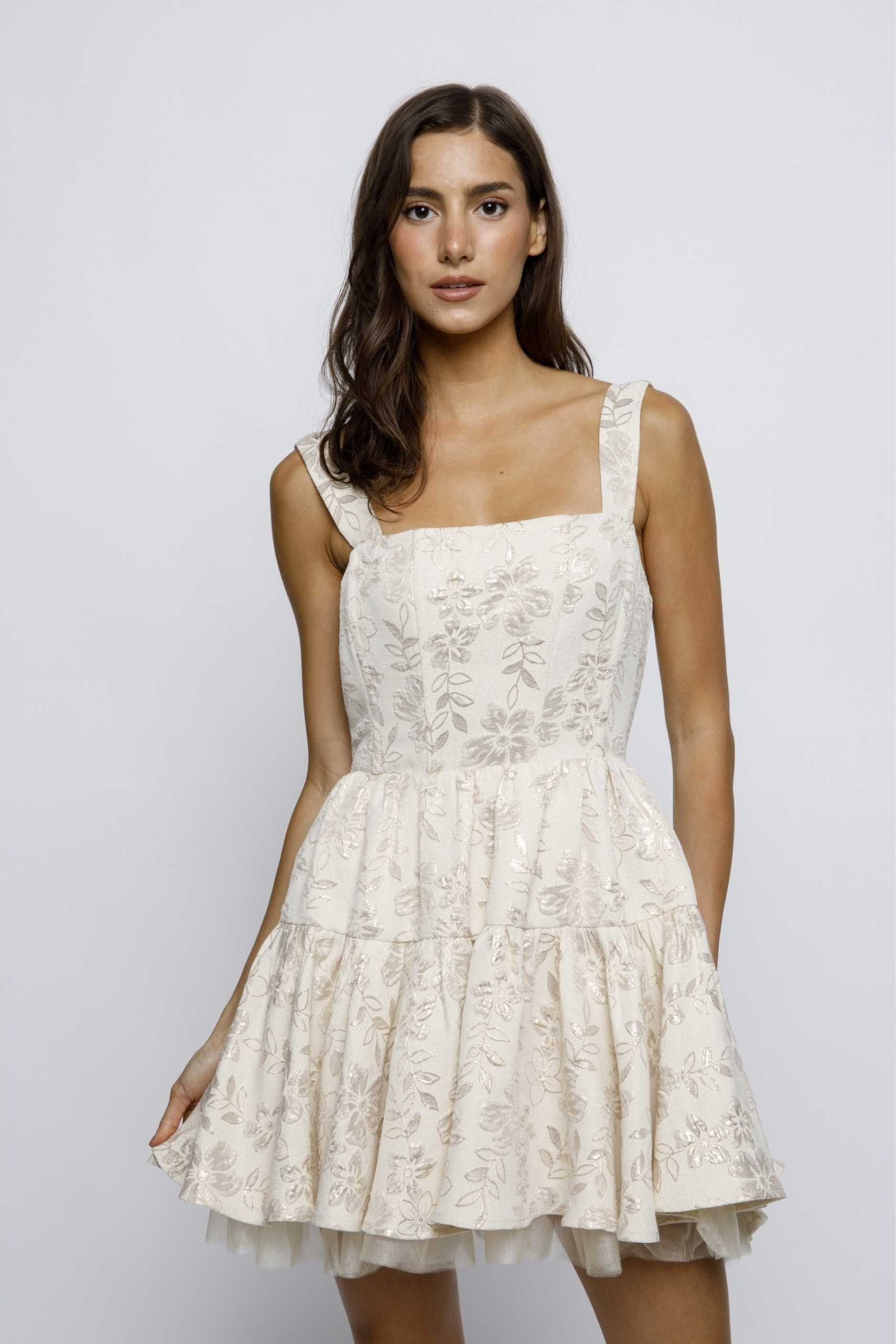 Metallic Floral Corset Dress