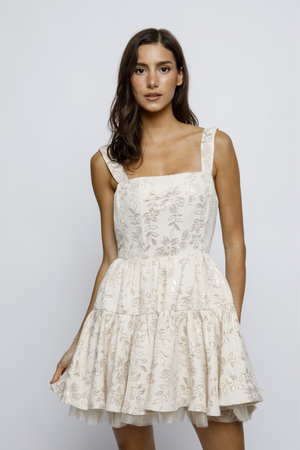 Metallic Floral Corset Dress